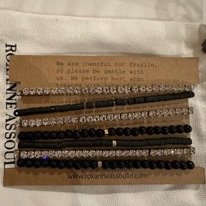Roxanne Aussoulin beaded, gold tone and crystal bracelet pack